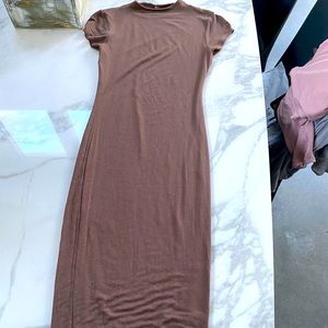 MIDI NUDE MINI TURTLE NECK DRESS